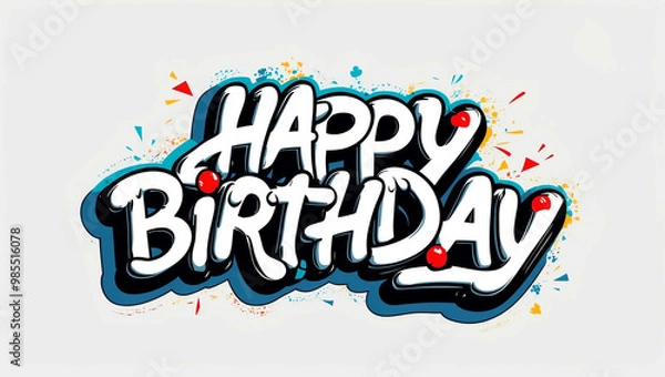 Fototapeta happy birthday graffiti lettering illustration design on plain white background