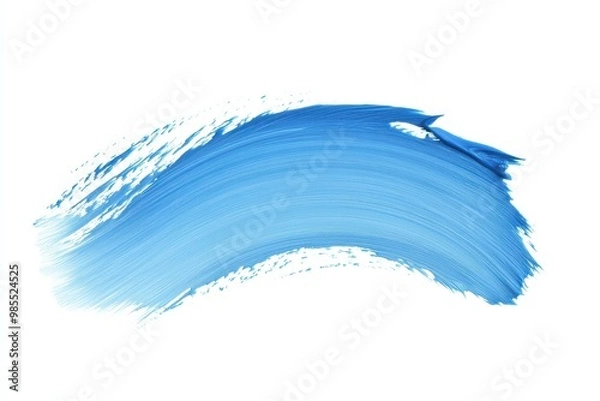 Fototapeta A smooth brushstroke of blue paint on a white background, showcasing artistic expression.