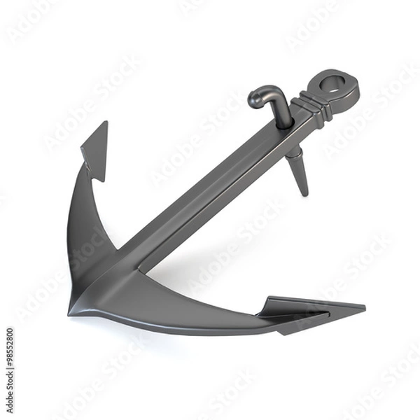 Fototapeta Anchor isolated on a white background. 3d illustration.