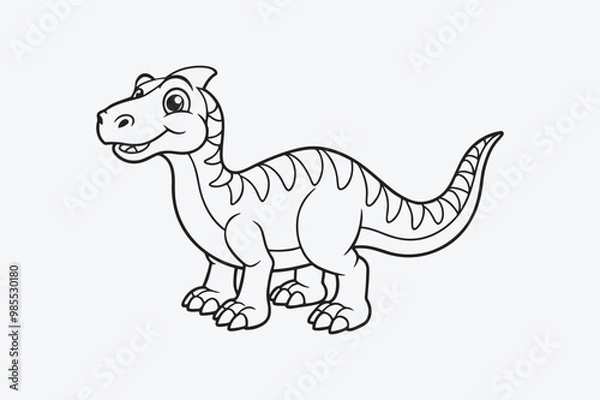 Fototapeta Black line art of  a DINO  for kids coloring book in white background