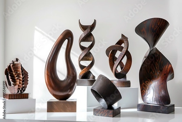 Fototapeta unique award design, first gold, second silver, and third dark bronze, modern and luxury trophy design, 3d design, isolated on white background, Minimalist composition of elegant home office 
