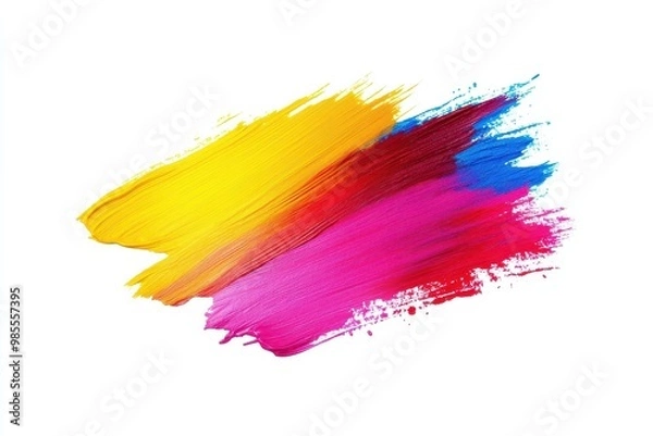 Fototapeta A vibrant abstract splash of paint in yellow, pink, and blue, showcasing artistic expression.