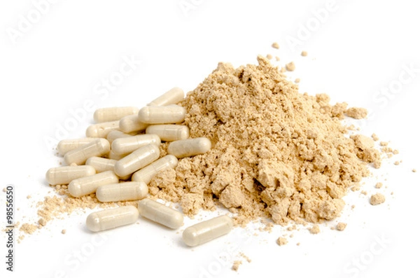 Obraz Proszek i kapsułki Maca