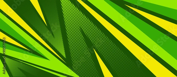 Fototapeta sport background green and yellow color with sharp geometric shapes with halftone texture