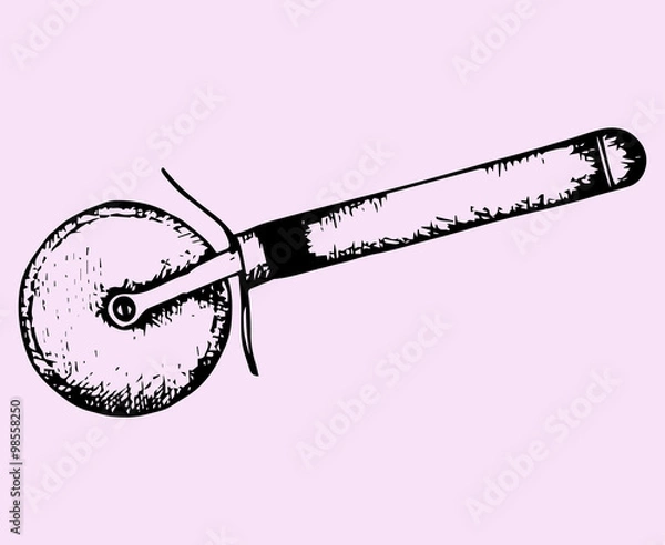 Obraz pizza cutter, doodle style, sketch illustration

