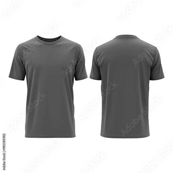 Fototapeta A 3D rendered gray t-shirt psd mockup isolated on a transparent background