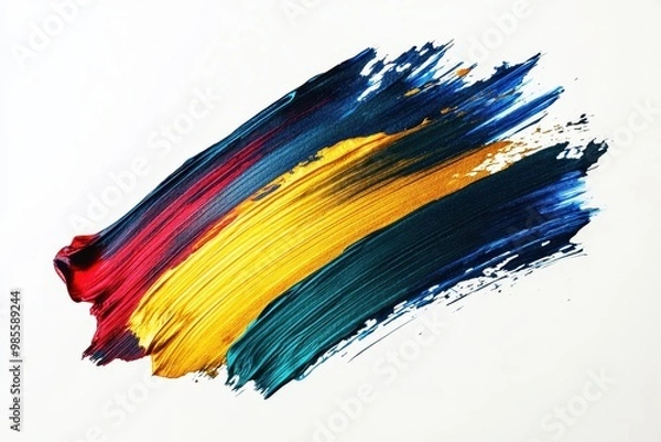 Fototapeta A vibrant paint stroke showcasing a blend of colors on a white background.