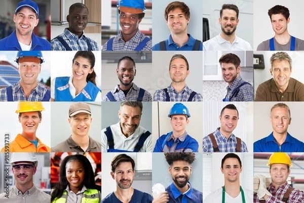 Fototapeta Professional Worker Group. Engineers, Handymen