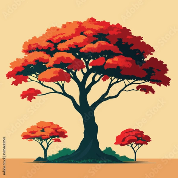 Obraz Delonix regia tree illustration