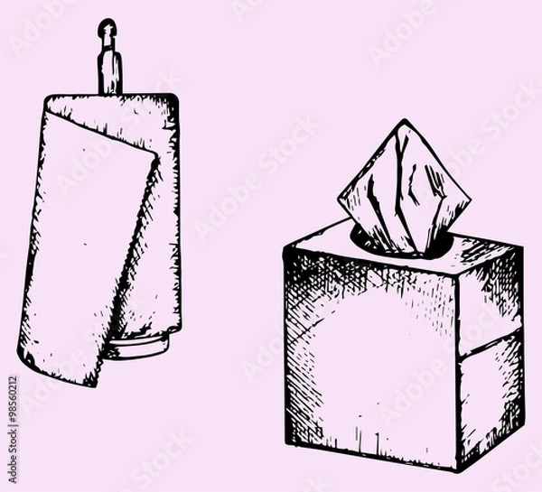 Obraz paper towel, wipes, doodle style, sketch illustration