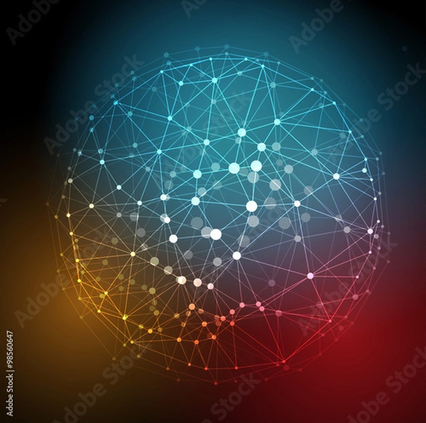Fototapeta Abstract globe with low poly connected dot and lines