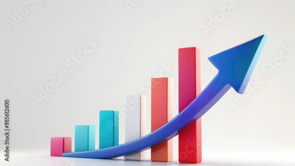 Fototapeta 3D Growth Chart: Dynamic and Clear Data Visualization