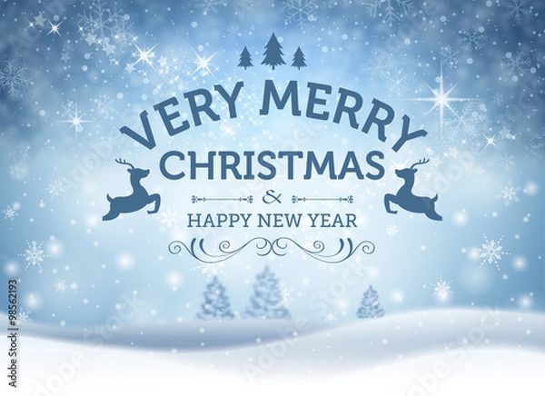 Fototapeta Merry Christmas and Happy New Year card