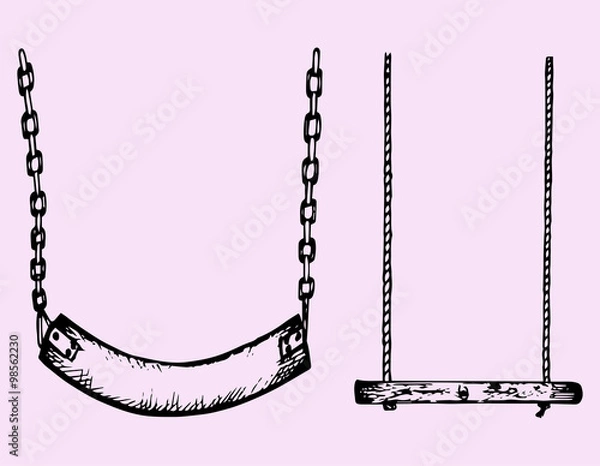 Obraz garden swing hanging, doodle style, sketch illustration