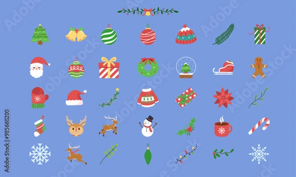 Obraz Christmas element flat illustration