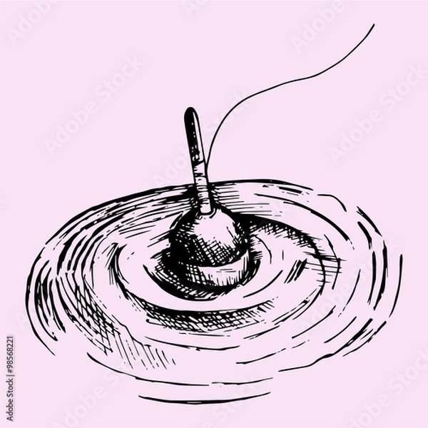 Fototapeta Fishing float, doodle style, sketch illustration