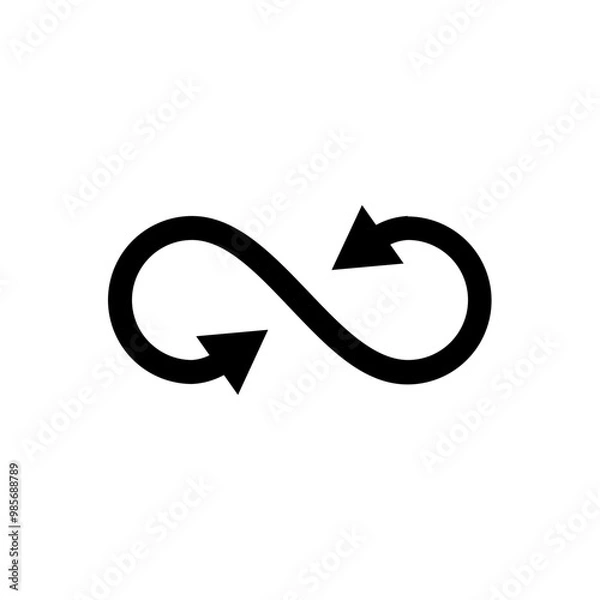 Fototapeta infinity symbol with arrows, endless concept flat vector icon