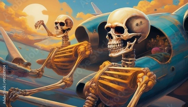 Fototapeta skeletons on a plane