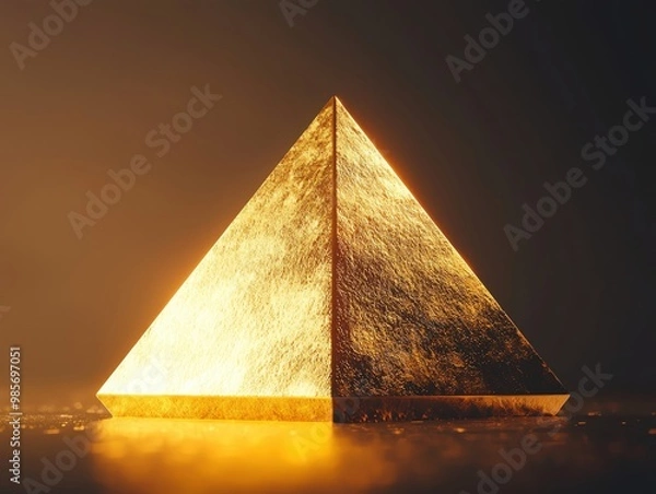 Fototapeta The gold pyramid of success has light emitting from its surroundings