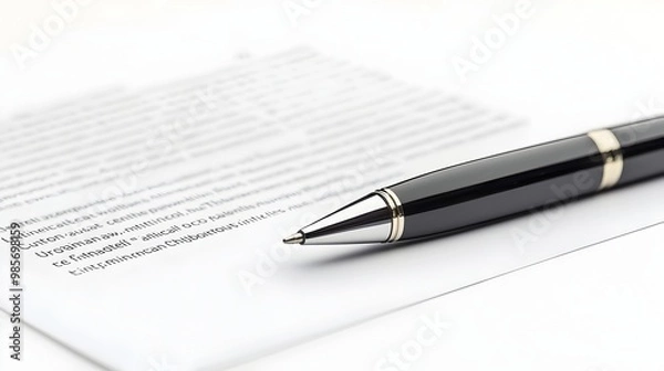 Fototapeta Organized Business Proposal Document with Pen on White Background