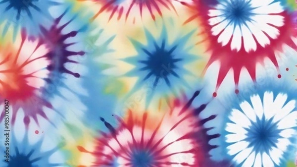 Fototapeta Abstract tie dye background with colorful swirls and vibrant hues.