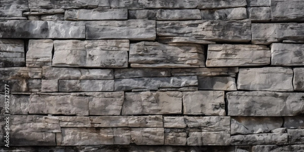 Fototapeta Stone Wall Texture   Rough Gray Rectangular Blocks