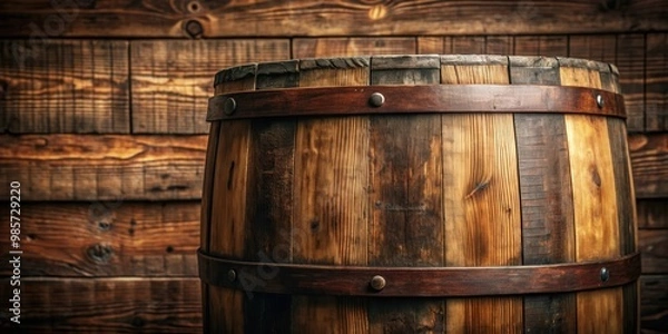 Fototapeta Closeup shot of wooden barrel texture background, perfect for rustic or vintage design projects