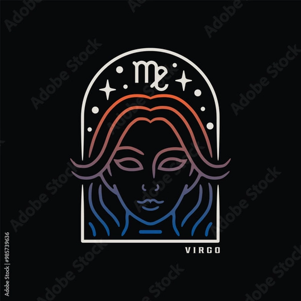 Fototapeta Vector graphic icon illustrations of Zodiac signs and symbols with line art tattoo design