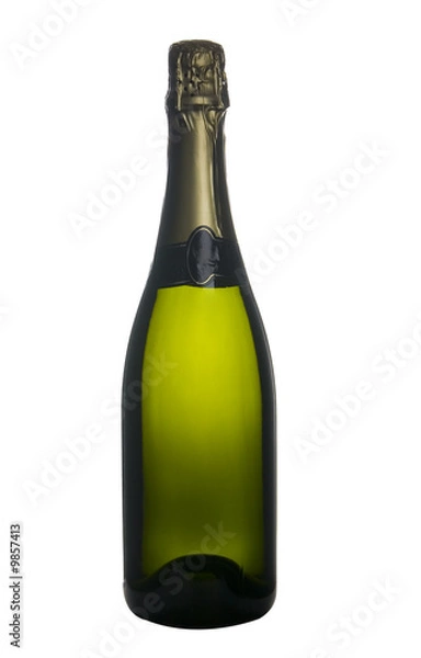 Obraz single bottle of champagne wine isolated on withe background