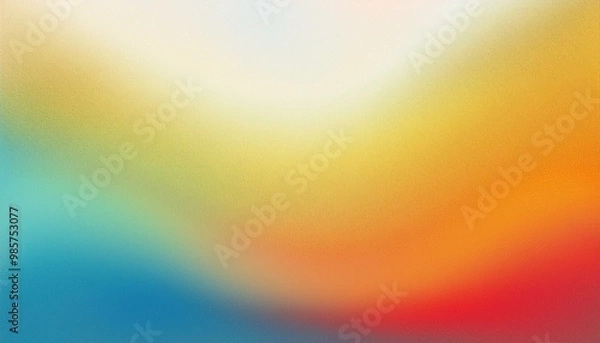 Fototapeta Abstract grainy gradient background in white, gold, red, blue and green for summer poster.