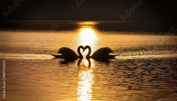 Obraz Elegant gold swan with minimalistic approach