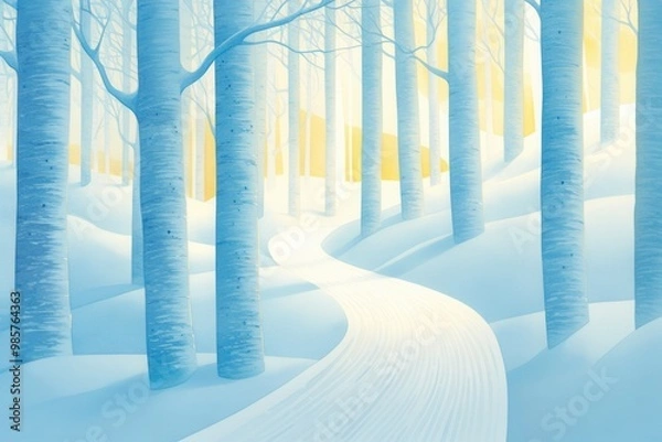 Fototapeta Snowcovered enchanted treetop walkway