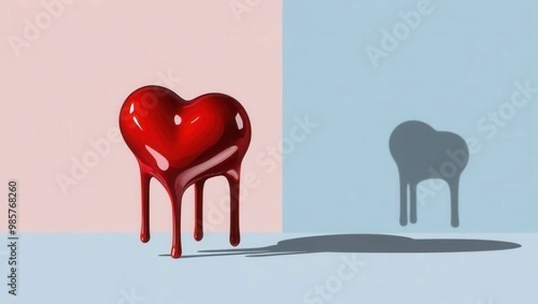 Fototapeta Glossy Heart Dripping with Liquid Effect – Abstract Romantic Art