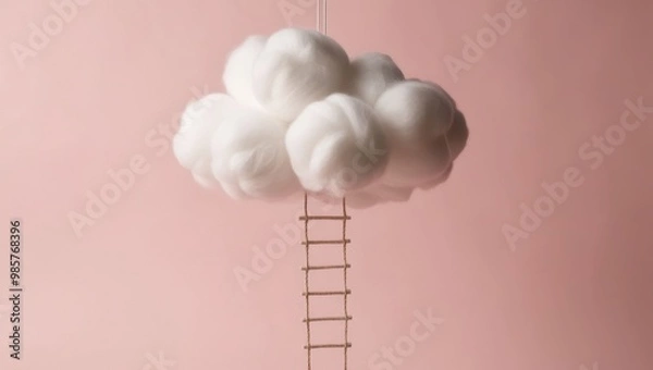 Fototapeta Cloud Ladder to the Sky – Minimalist and Surreal Concept Art