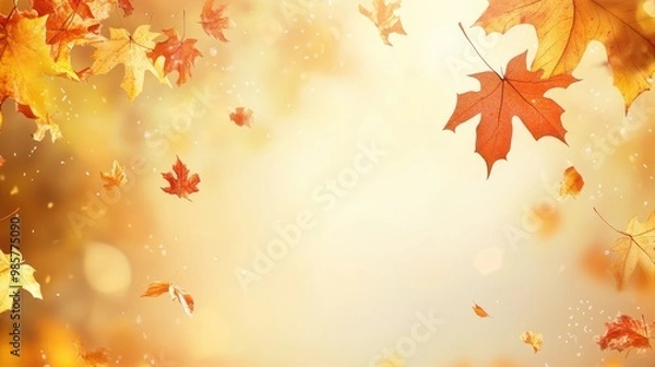 Fototapeta Autumn background with leaves and space for your text