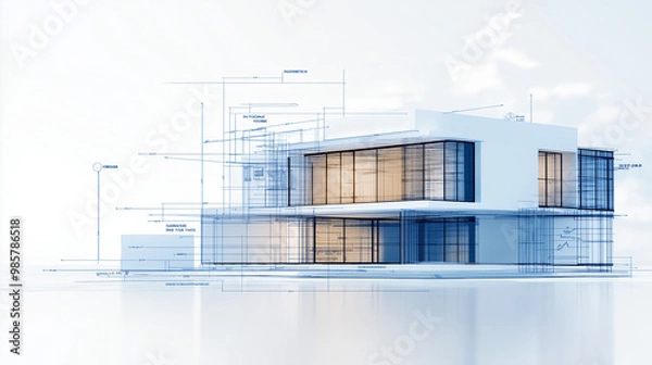 Obraz Architectural Blueprint With construction phase