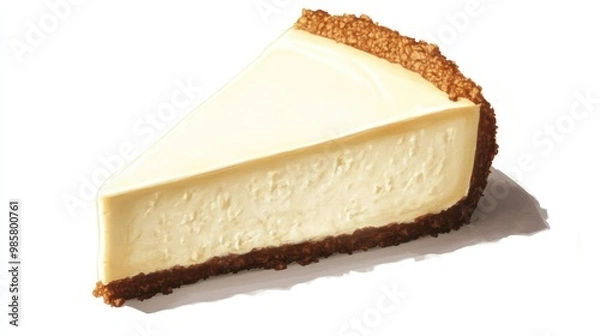 Fototapeta A Slice of New York-Style Cheesecake with a Graham Cracker Crust