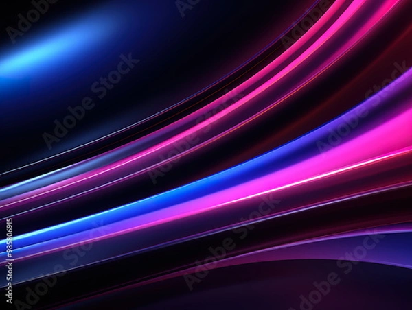 Obraz Exceptional abstract background with vertical pink blue neon lines glowing in the dark