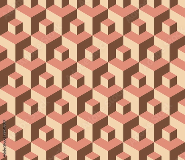Fototapeta Vector modern seamless colorful geometry cube pattern, color abstract geometric background, pillow multicolored print, retro texture, hipster fashion design