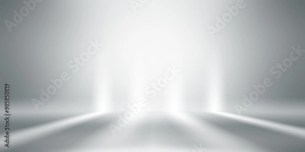 Fototapeta white and gray studio room background, light grey floor backdrop with spotlight.
