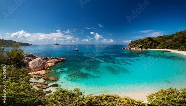 Fototapeta Isolated beaches with crystal-clear water.