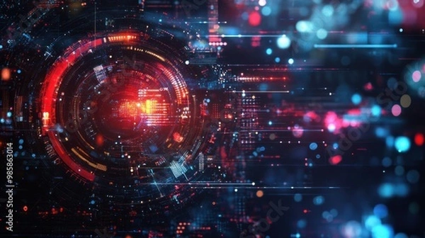 Fototapeta Creative collage of abstract shapes and digital elements, perfect for futuristic, tech-themed banners.