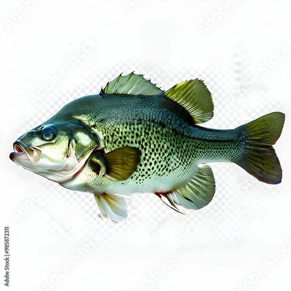 Fototapeta A largemouth bass fish, isolated on a transparent background.