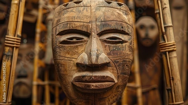 Fototapeta Carved wooden mask