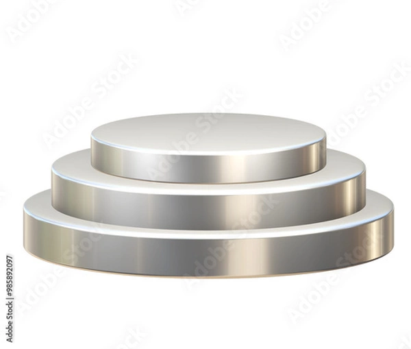 Fototapeta Silver podium 3d isolated on png transparent background.