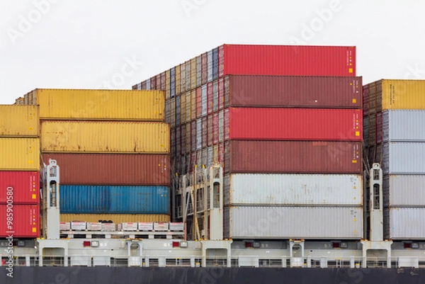 Obraz Large container ship at sea.