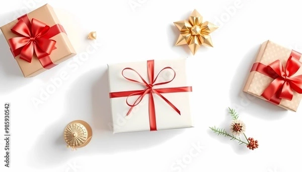 Fototapeta gift boxes with bows and ribbons