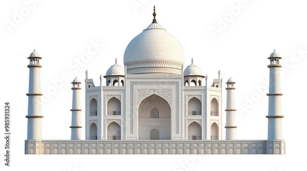 Fototapeta White Model of the Taj Mahal. A stunning, minimalistic white model of the iconic Taj Mahal