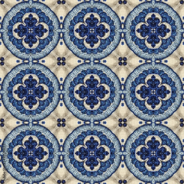 Fototapeta Seamless Embroidery Pattern.
Seamlessly repeating wallpaper or textile pattern with embroidery motif.
