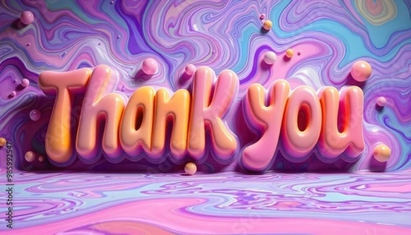 Fototapeta Colorful 3D text that says Thank you